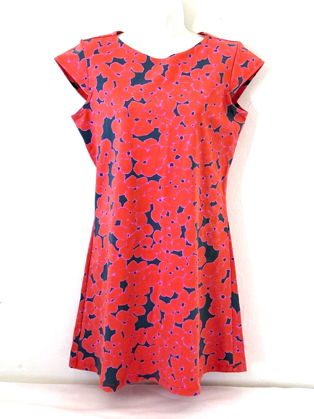 MAHI GOLD Red Floral Cap-Sleeve Mini Dress